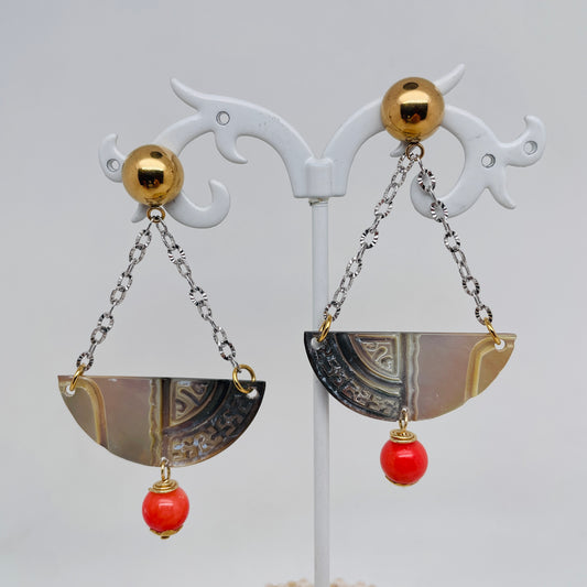 Boucle d'oreilles NACRE CORAIL